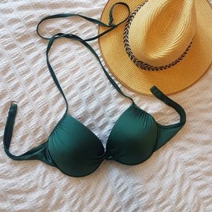 Simons Bikini Top Twist Front Halter Tie Push Up